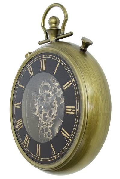 YHD Aged Golden/Black Wall Clock-1