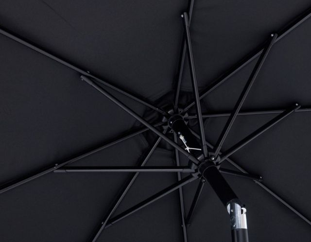 Meridian Furniture Fiji Matte Black Aluminum Outdoor Patio Umbrella and Round Base-4
