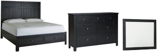 Benchcraft® Noorbrook 3-Piece Black King Storage Panel Bed Set-0