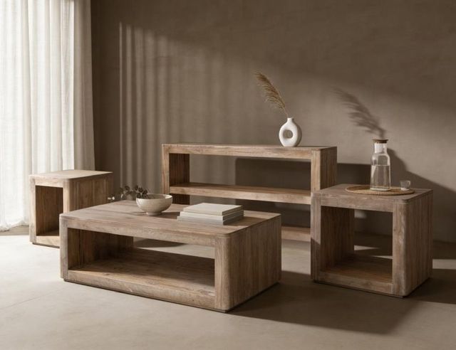 International Furniture Direct Balam Ivory Sofa Table-1