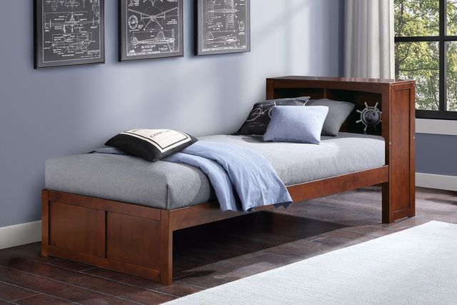 Mazin Furniture Rowe Dark Cherry Twin Bookcase Bed-2