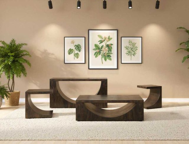 International Furniture Direct Dark Mezquite Black Sofa Table-1