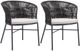Zuo® Modern Freycinet 2-Piece Black/Gray Steel Outdoor Dining Arm Chair Set-0