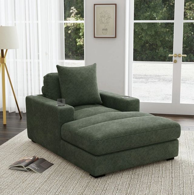 Elements International Arizona Steno Olive Chaise-1