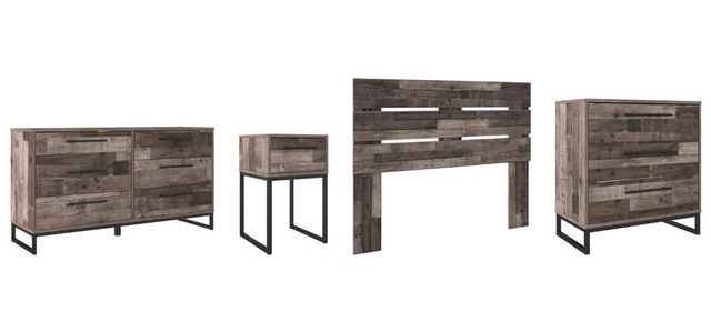 Signature Design by Ashley® Neilsville 4-Piece Multi Gray Queen Panel Headboard Bedroom Set-0