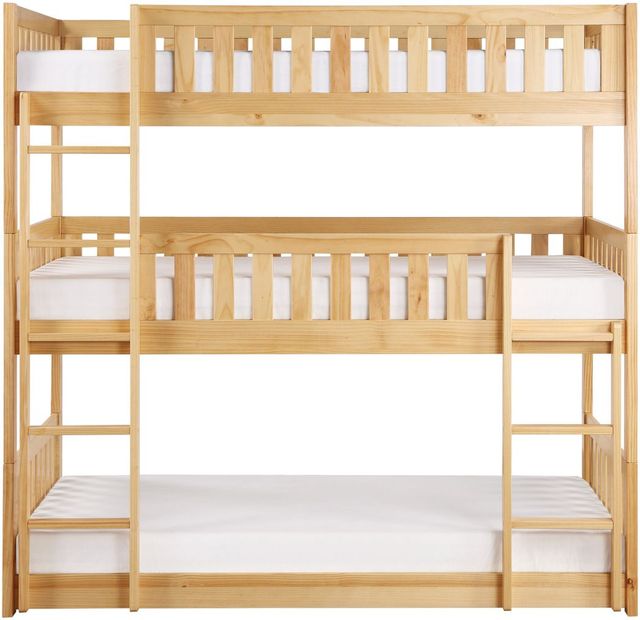 Mazin Furniture Bartly Natural Pine Twin Triple Bunk Bed-1