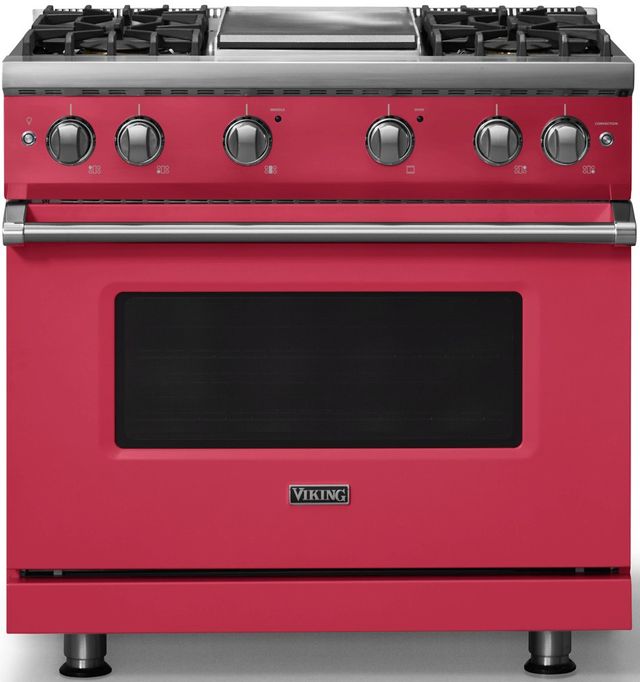 Viking® 5 Series 36" Valentine Pro Style Gas (NG) Range with Polished Chrome Trim-0
