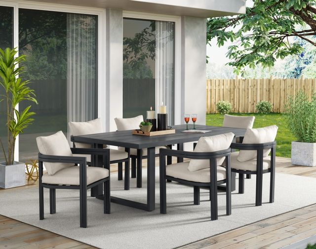 Elements International Playa 7-Piece Dark Gray Fabric/Metal Outdoor Dining Set-1