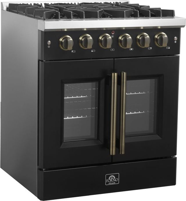 FORNO® Galiano Series Alta Qualita 30" Black Pro Style Gas Range -1