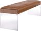 TOV Furniture Envy Antique Brown Vegan Leather/Acrylic Bench-2