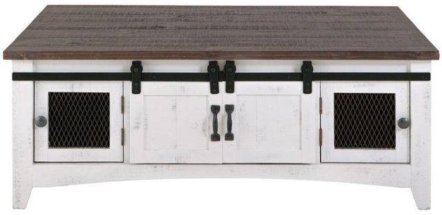 International Furniture Direct Pueblo Brown Cocktail Table with White Base-3