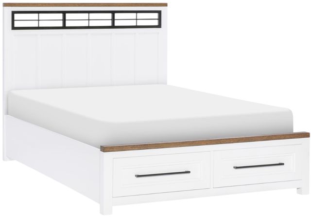 Legacy Kids Teen Dutton Toasted/White Full Youth Panel Bed with Accents and Storage -0