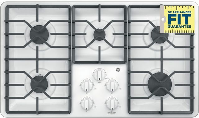 GE® 36" White Built-In Gas Cooktop-7