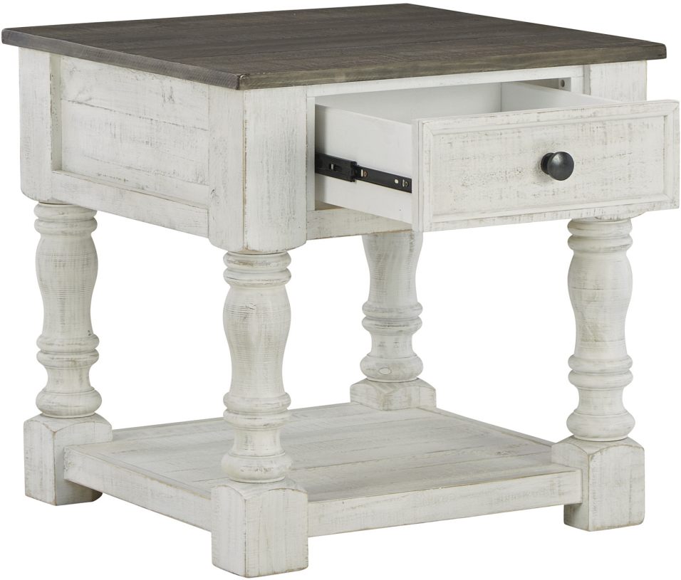 Distressed white end tables discount