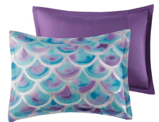 Olliix by Mi Zone Pearl Teal and Purple Full/Queen Metallic Printed Reversible Comforter Set-1