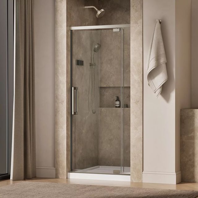 KOHLER Statement™ Anodized Brushed Nickel 76" x  32" - 36" Pivot Shower Door-1