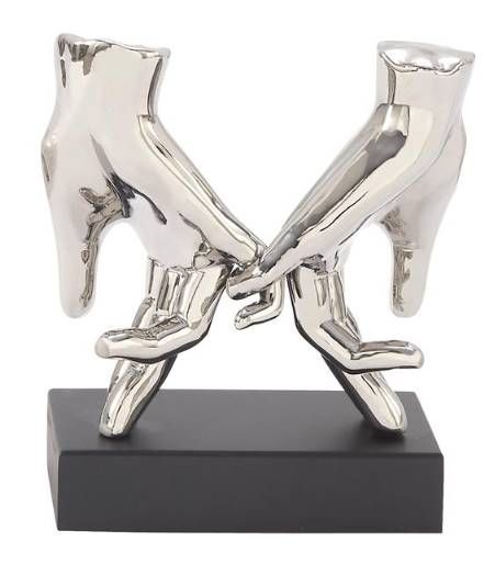 Deco Marche Black/Silver Hands Sculpture-1