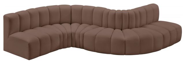 Meridian Furniture Arc 6-Piece Brown Vegan Leather Sectional-1