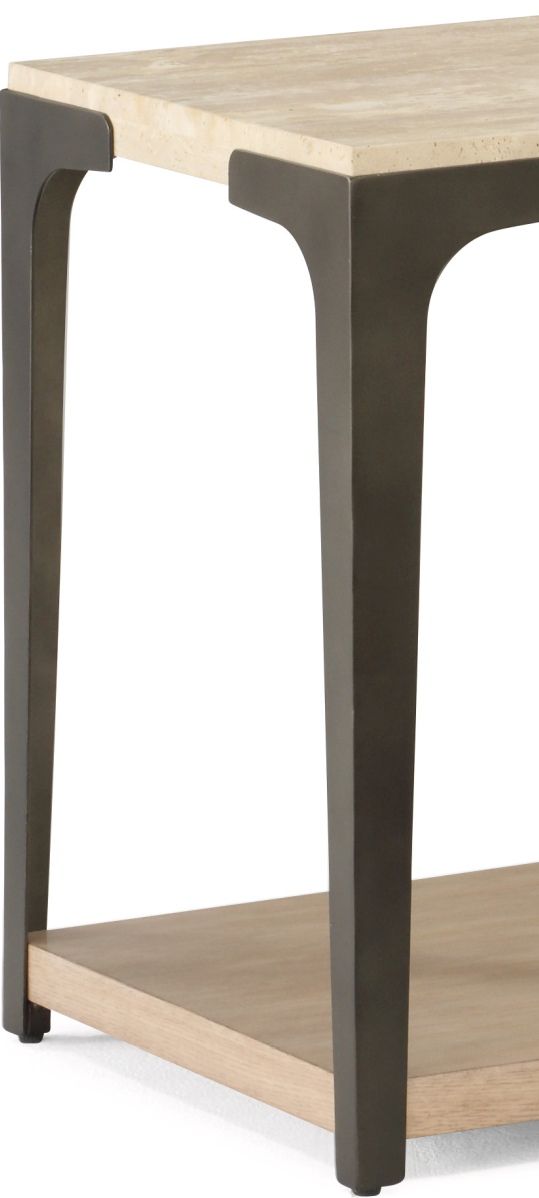 Flexsteel® Omni Antique Natural Light Chairside Table with Antique Bronze Metal Frame -1
