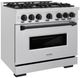 ZLINE Classic Series Autograph Edition 36" Satin Stainless Steel Pro Style Dual Fuel Range with Matte Black Accents-2