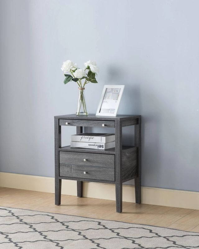 Brassex Inc. Distressed Grey 18" Accent Table-1