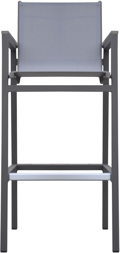 Armen Living Marina Gray/White Aluminum/Textilene Outdoor Bar Stool-3