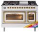 Ilve® Nostalgie II Noblesse 48'' Custom RAL Color Pro Style Dual Fuel Range with Brass Trim-0