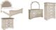 Signature Design by Ashley® Realyn 5-Piece Chipped White Queen Upholstered Panel Bed Set-0