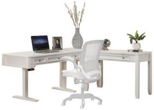 Parker House® Boca 3-Piece Cottage White Power Lift L-Shaped Office Desk Set