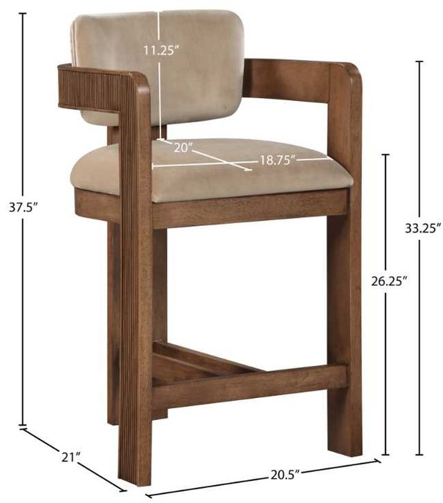 Meridian Furniture Sacha Beige/Brown Upholstered Counter Stool-2