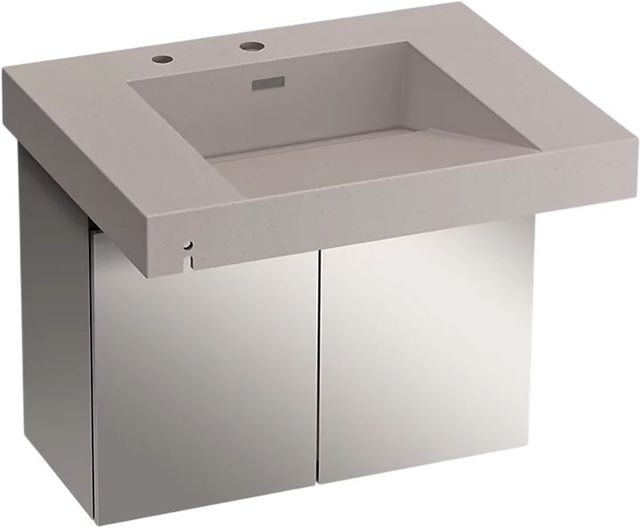 KOHLER® Constellation™ Neutral Concrete 30" Wall-Mount Lavatory System and Stainless Steel Shroud-0