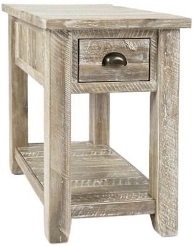 Jofran Inc. Artisan's Craft Washed Gray Chairside Table-0
