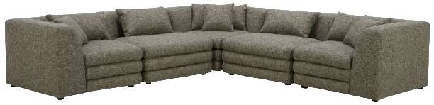 Moe's Home Collection Lowtide Classic 5-Piece Stone Tweed L-Shaped Modular Sectional-0