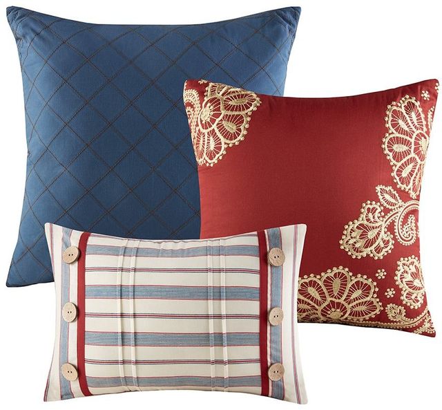 Olliix by Madison Park 9 Piece Red Queen Lucy Cotton Twill Reversible Comforter Set-2