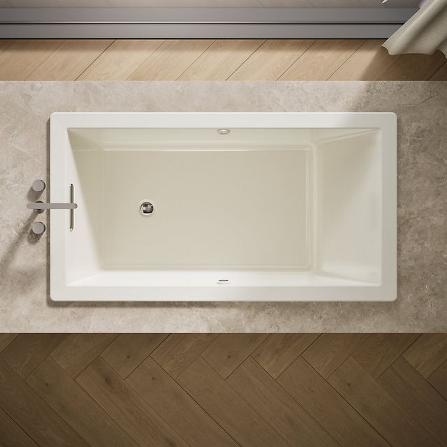 KOHLER® Underscore® Biscuit 66" x 36" Heated Bubble Massage™ Air Bath-2