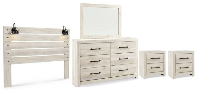 Signature Design by Ashley® Cambeck 5-Piece Whitewash King Panel Headboard Bedroom Set-0