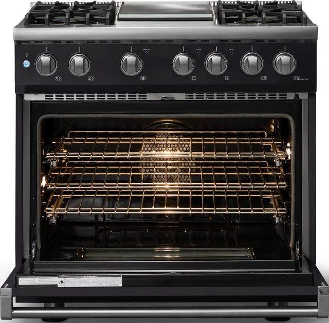 Viking® 5 Series 36" Onyx Pro Style Dual Fuel (NG) Range with Polished Chrome Trim-1
