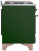Ilve® Majestic III 36" Emerald Green Pro Style Dual Fuel Natural Gas Range with Solid Door and Copper Trim-3