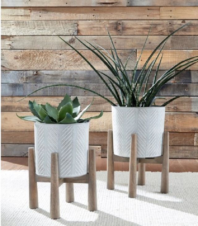 Signature Design by Ashley® Domele 2-Piece Antique Gray/Brown Planter Set-3