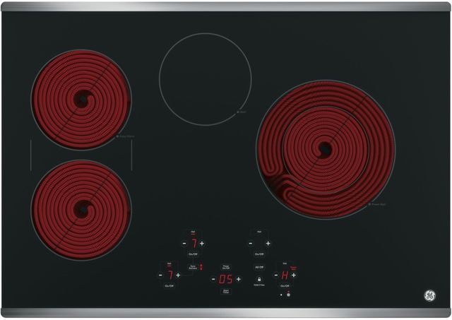GE® 30" Stainless Steel on Black Electric Cooktop-1