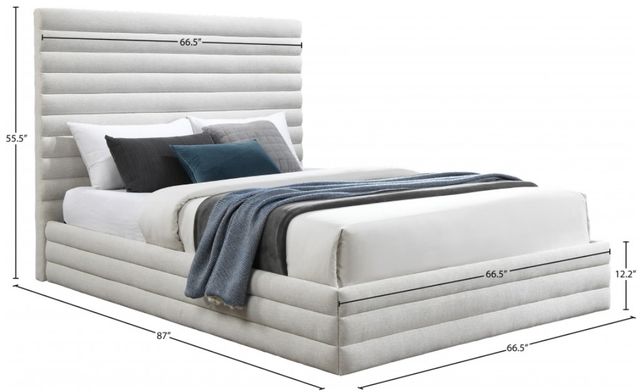 Meridian Furniture Maxwell Cream Queen Upholstered Panel Bed-3