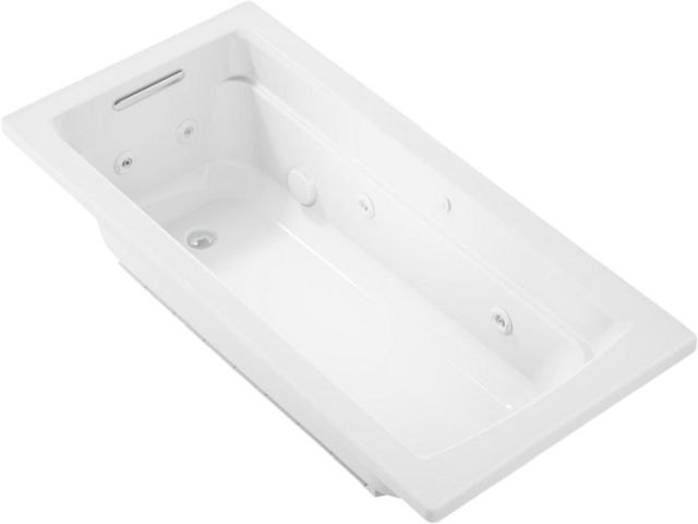 KOHLER® Archer® White 66" x 32" Drop-In Heated Whirlpool Bath-0