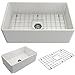Farmhouse Apron Front Fireclay 30 in. Single Bowl Kitchen Sink with Protective Bottom Grid and Strainer in White-0