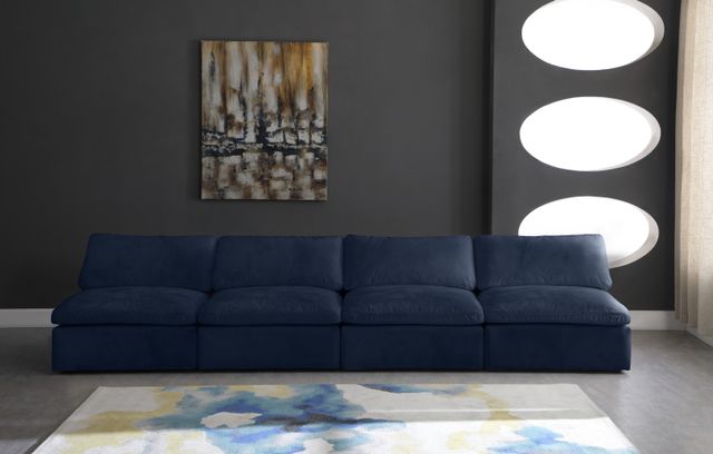 Meridian Furniture Cozy Navy Velvet 156" Cloud Modular Armless Sofa-3