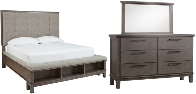 Benchcraft® Hallanden 3-Piece Gray Queen Panel Storage Bed Set-0