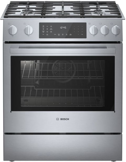 Bosch® 800 Series 30" Stainless Steel Slide In Dual Fuel Range-0