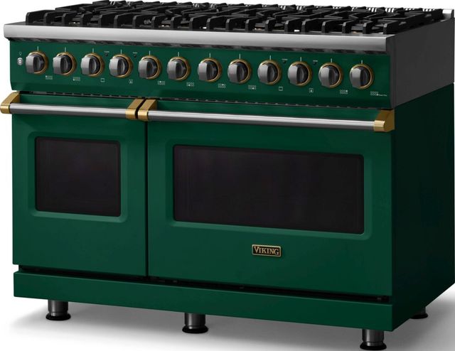 Viking® 5 Series 48" Ivy Pro Style Dual Fuel (LP) Range with Brushed Brass Trim-3