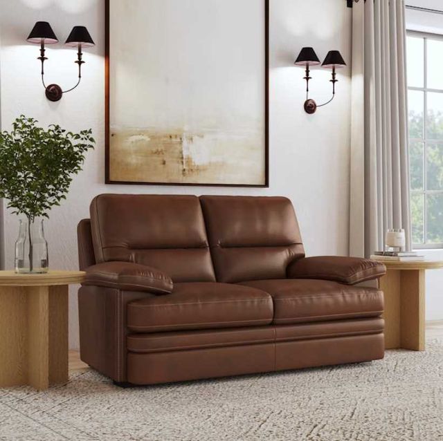 Flexsteel® David Leather Pecan Loveseat-1