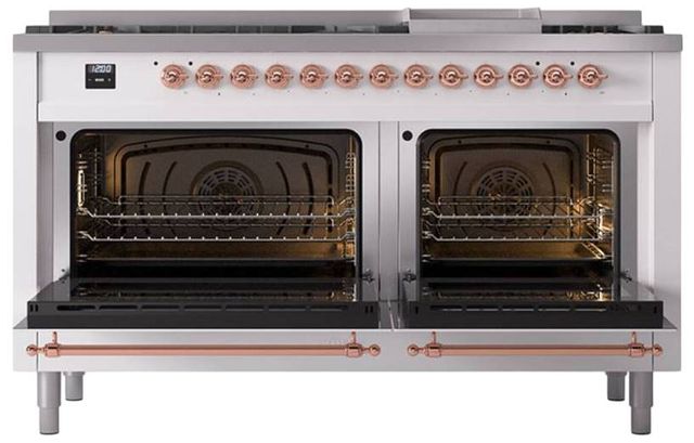 Ilve® Nostalgie II Noblesse 60'' Custom RAL Color Pro Style Dual Fuel Range with Copper Trim-1