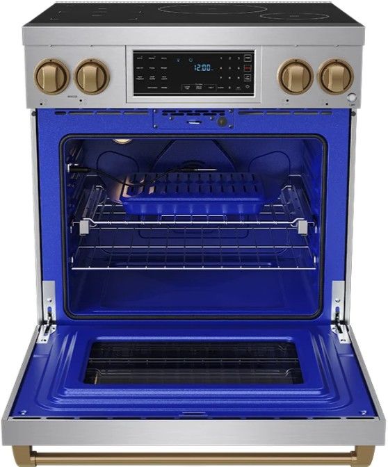 Thor Kitchen® Gordon Ramsay Collection 30" Stainless Steel Pro Style Induction Range with Tilt Panel Touch Control and Bronze Trim-1